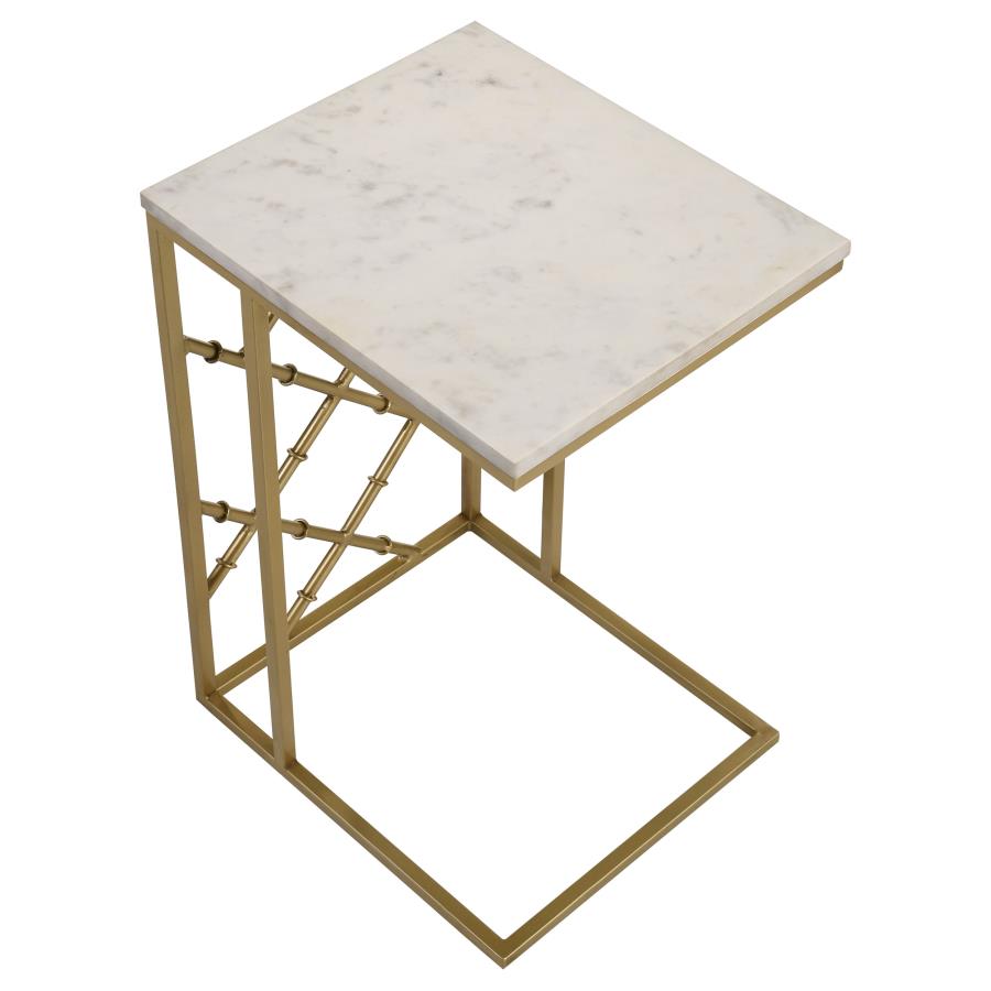 Angeliki Marble Top C-Shape Sofa Side Table Antique Gold
