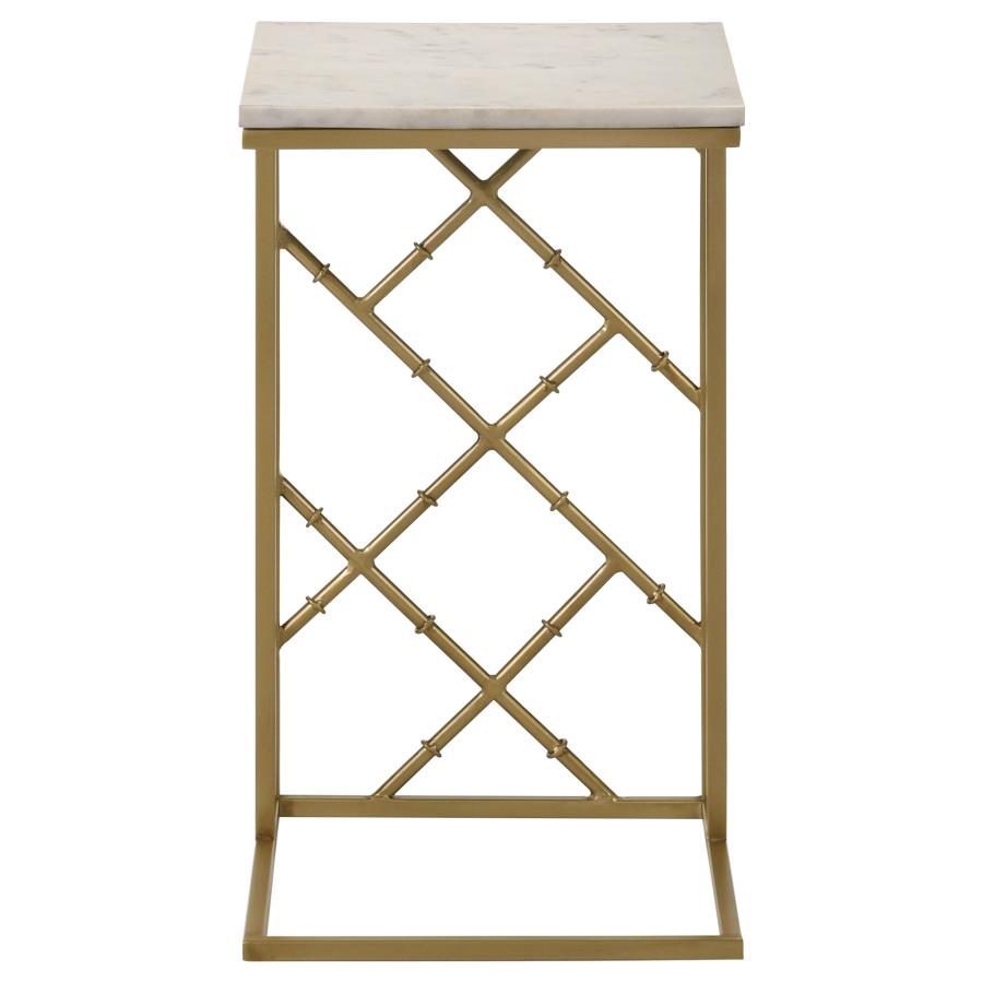 Angeliki Marble Top C-Shape Sofa Side Table Antique Gold