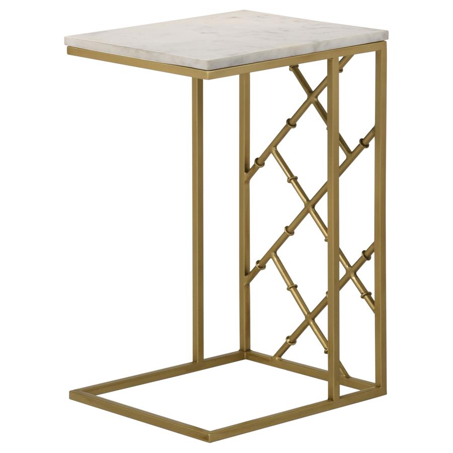 Angeliki Marble Top C-Shape Sofa Side Table Antique Gold