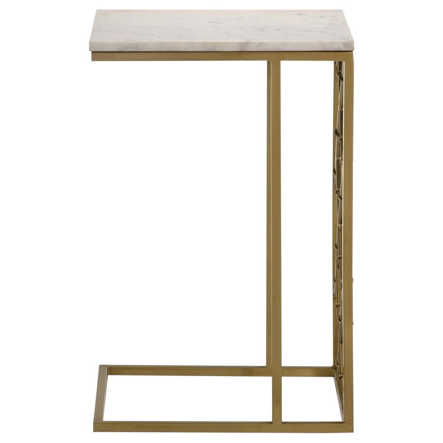 Angeliki Marble Top C-Shape Sofa Side Table Antique Gold