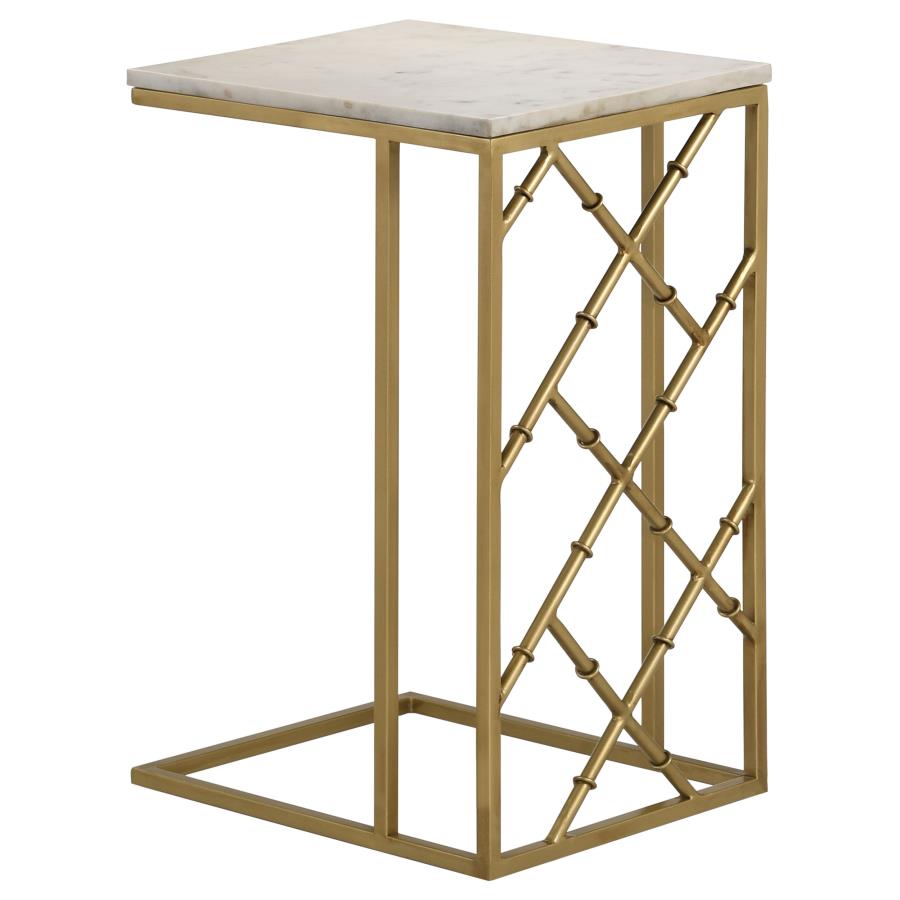 Angeliki Marble Top C-Shape Sofa Side Table Antique Gold