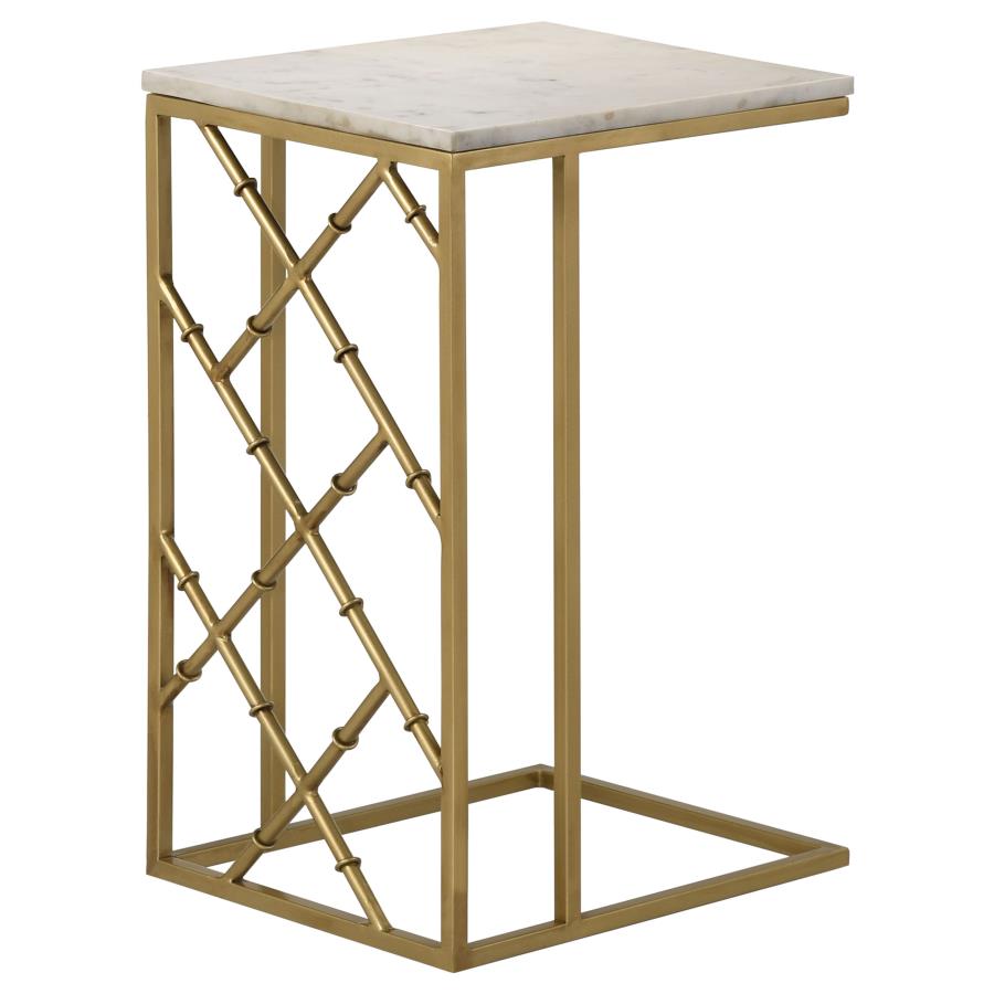 Angeliki Marble Top C-Shape Sofa Side Table Antique Gold