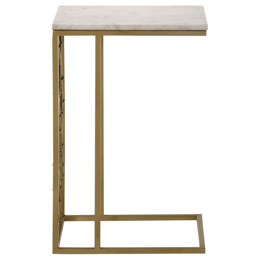 Angeliki Marble Top C-Shape Sofa Side Table Antique Gold