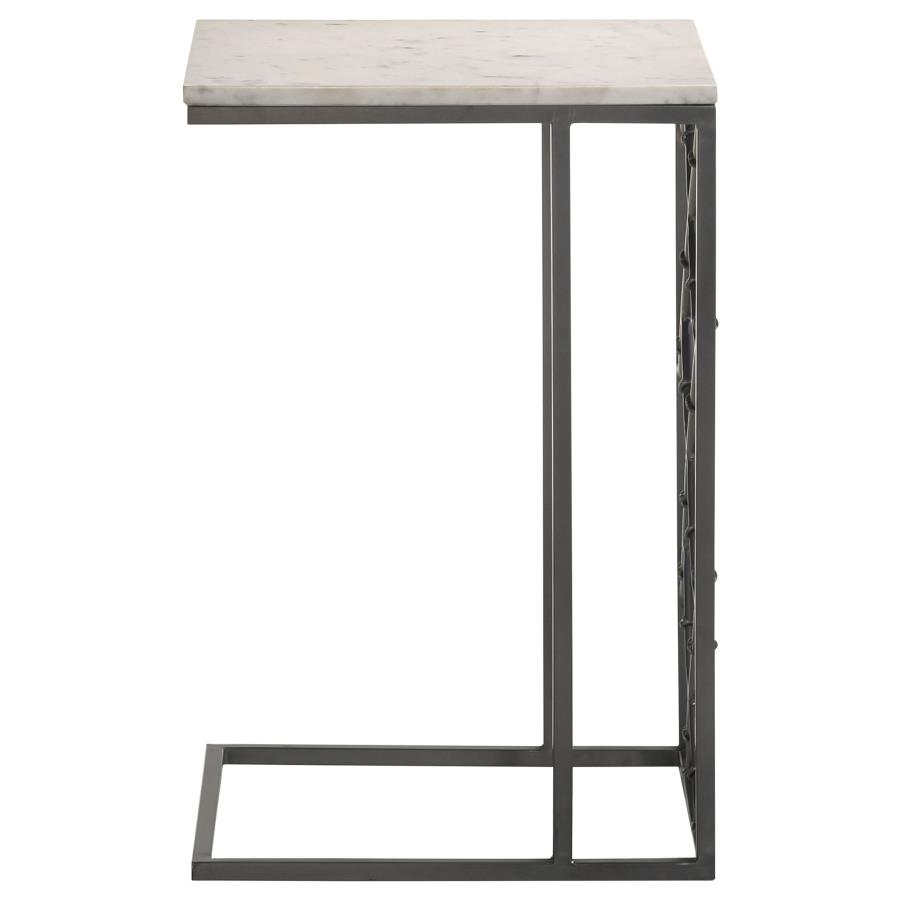 Angeliki Marble Top C-Shape Sofa Side Table Gunmetal