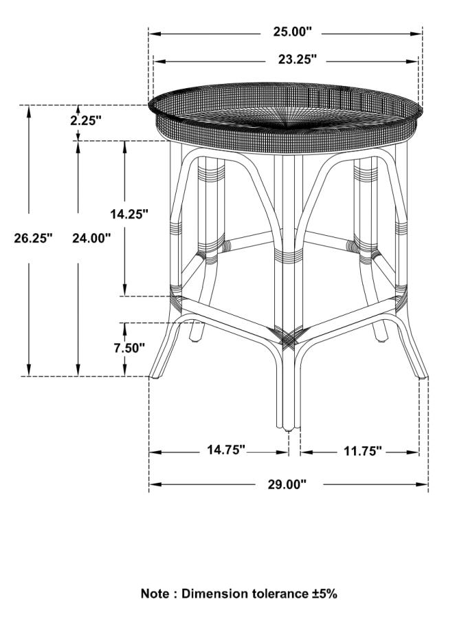 Antonio Round Rattan Tray Top Accent Side Table Natural