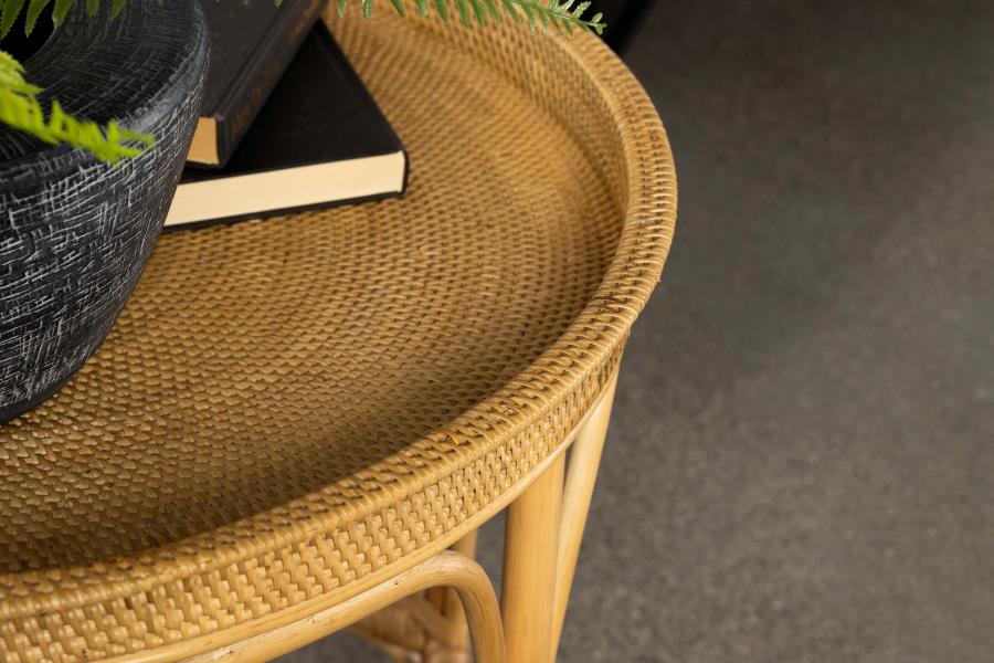 Modal Additional Images for Antonio Round Rattan Tray Top Accent Side Table Natural