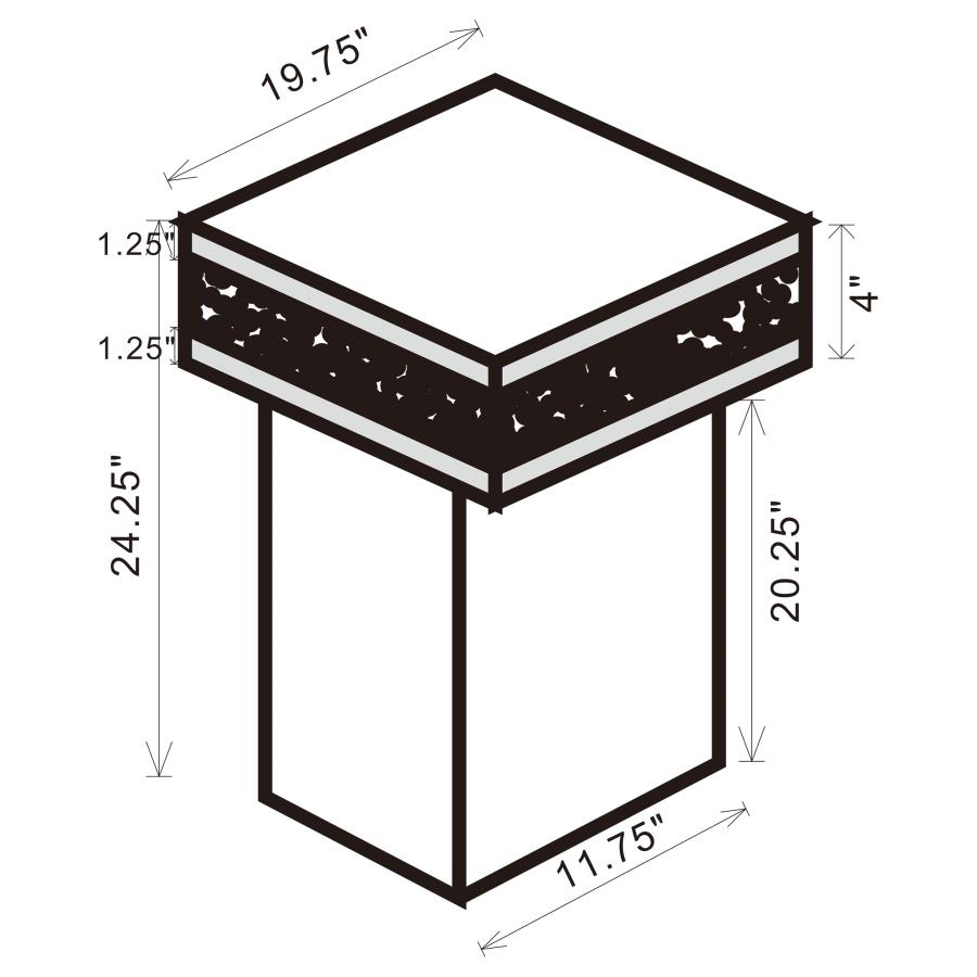 Modal Additional Images for Elora Square Mirrored Accent Side Table Silver