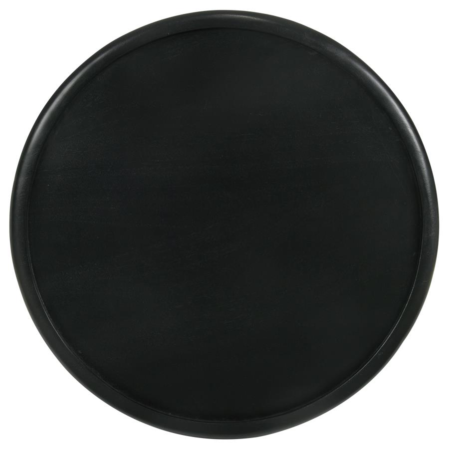 Krish 18-inch Round Mango Wood Side Table Black Stain