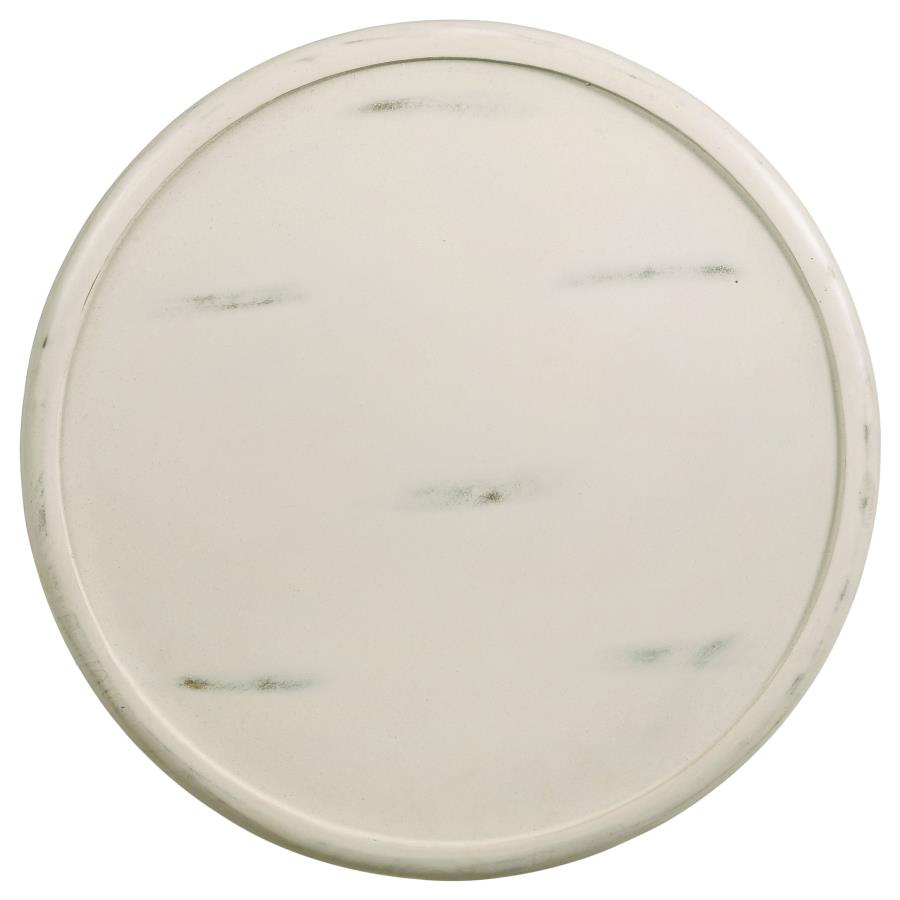 Krish 18-inch Round Mango Wood Side Table White Washed