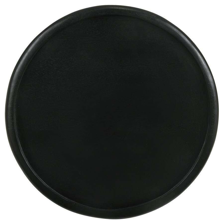 Krish 24-inch Round Mango Wood Side Table Black Stain