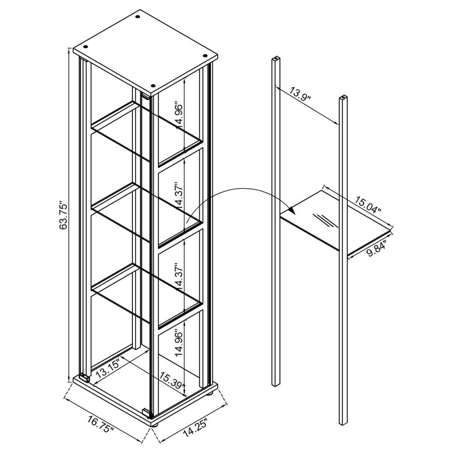 Modal Additional Images for Cyclamen 4-shelf Clear Glass Curio Display Cabinet Black