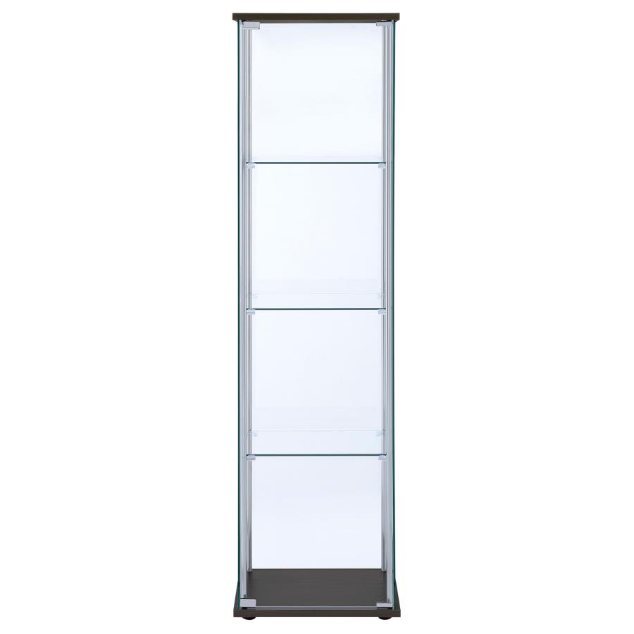 Bellatrix 4-shelf Clear Glass Curio Cabinet Cappuccino