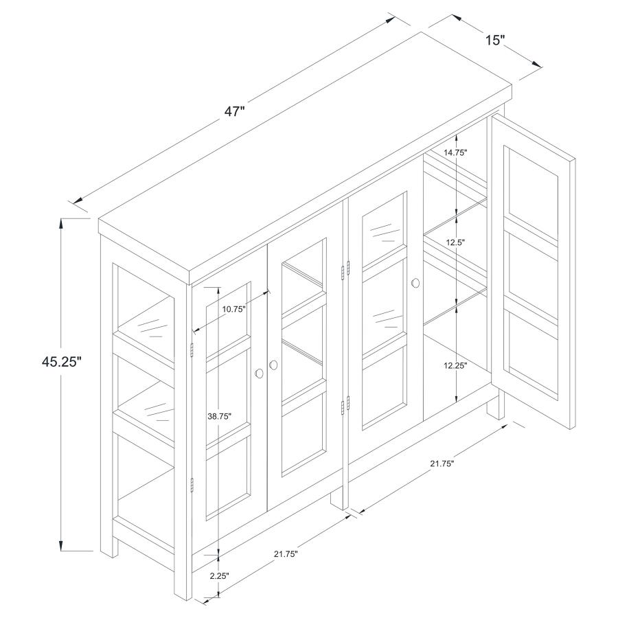 Modal Additional Images for Sable 4-door Wood Accent Storage Display Cabinet Off White