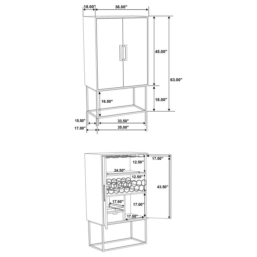 Modal Additional Images for Borman 2-door Home Bar Cabinet Wine Storage Walnut and Black