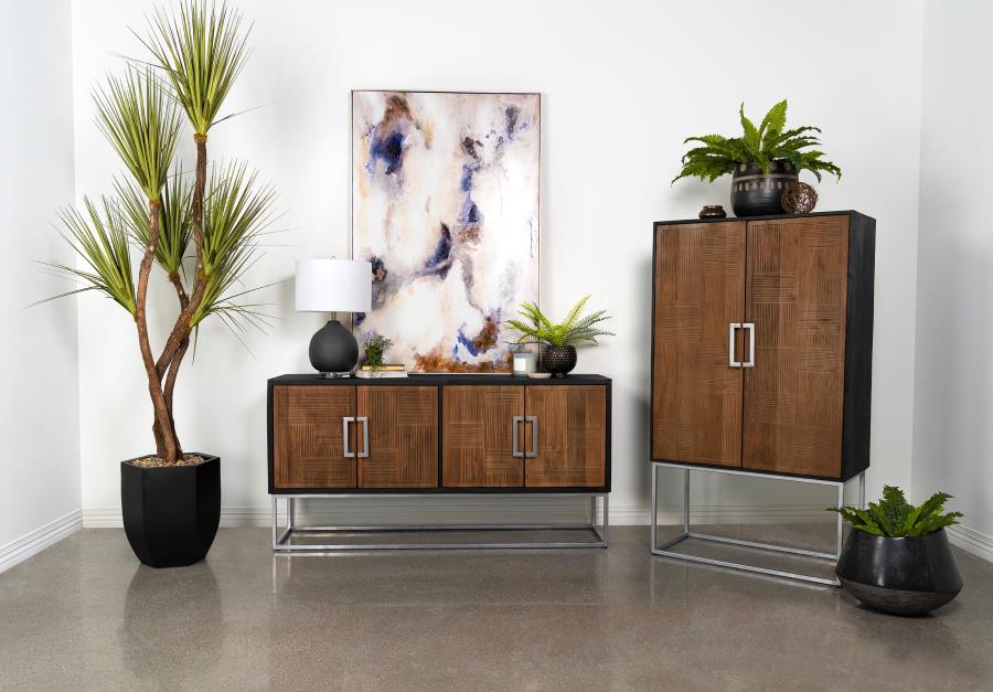 Modal Additional Images for Borman 4-door Wood Accent Cabinet Walnut and Black