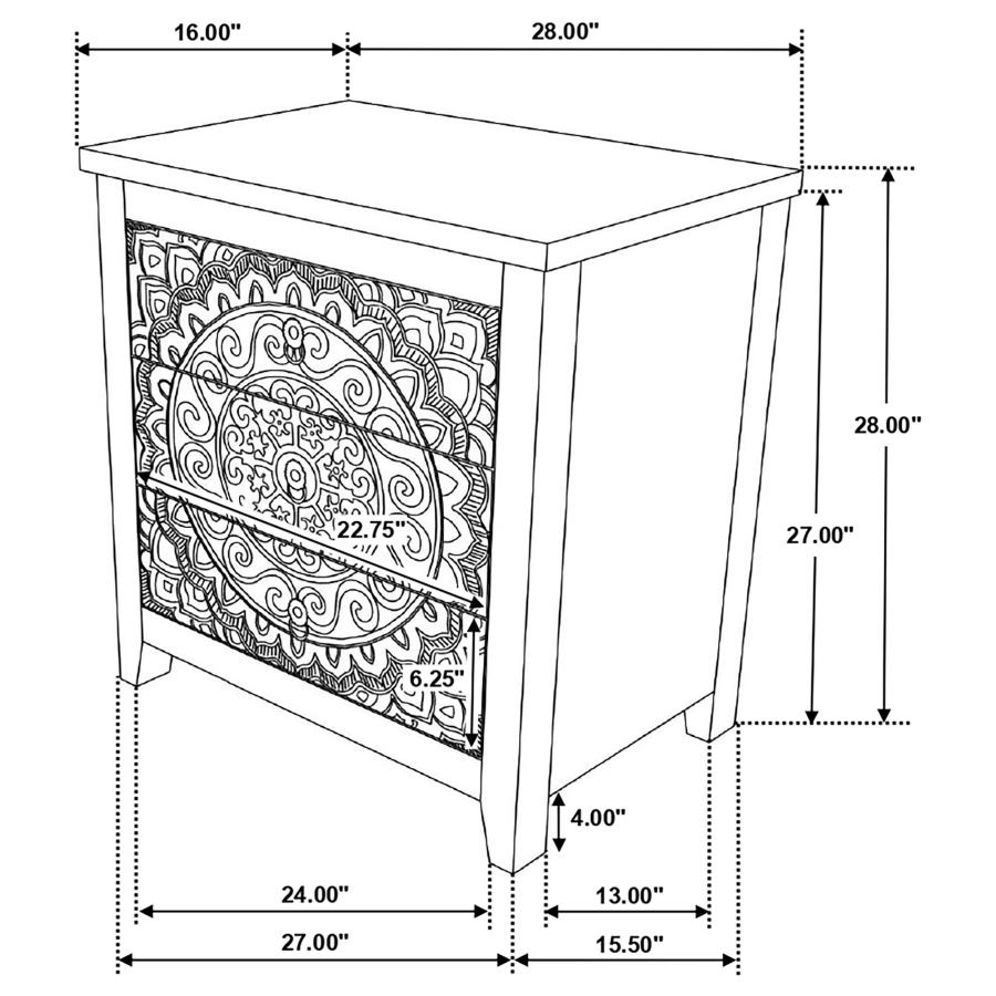 Modal Additional Images for Mariska 3-drawer Wood Mandala Cabinet Distressed White