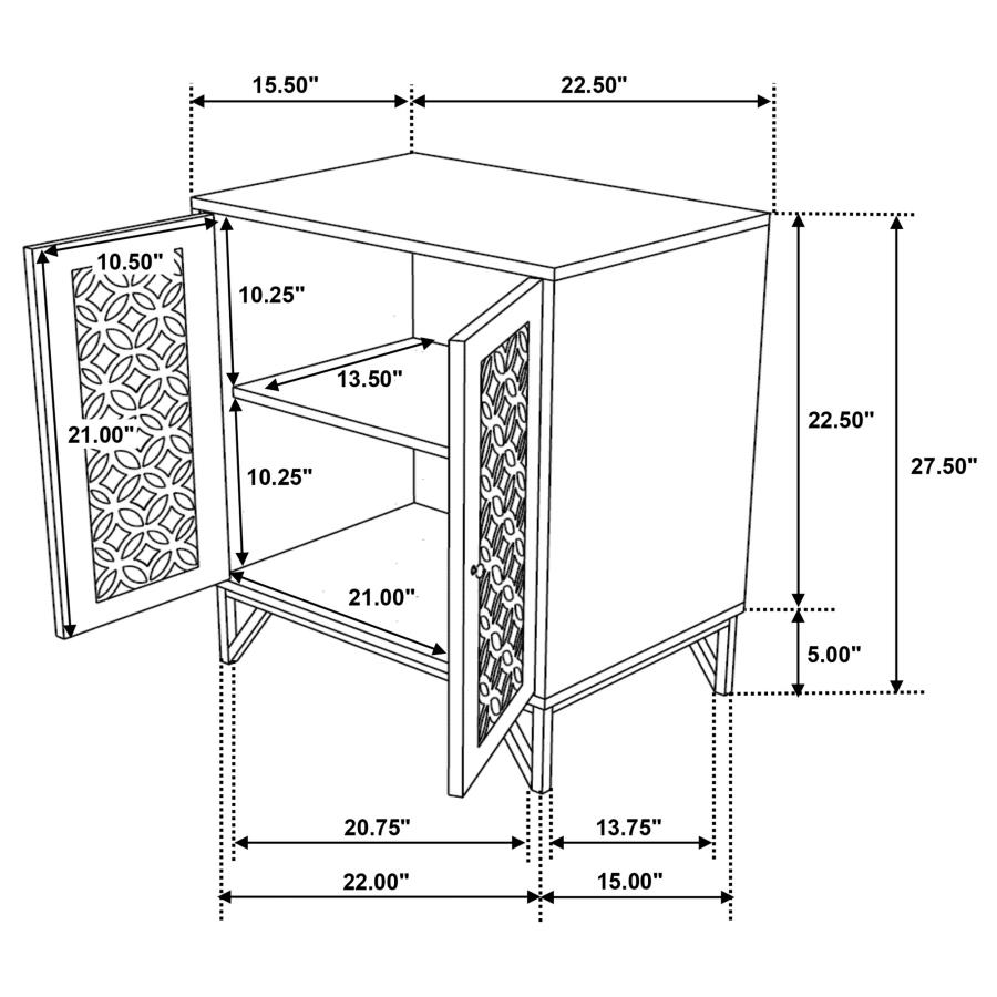 Modal Additional Images for Zaria 2-door Wood Trellis Accent Storage Cabinet Brown