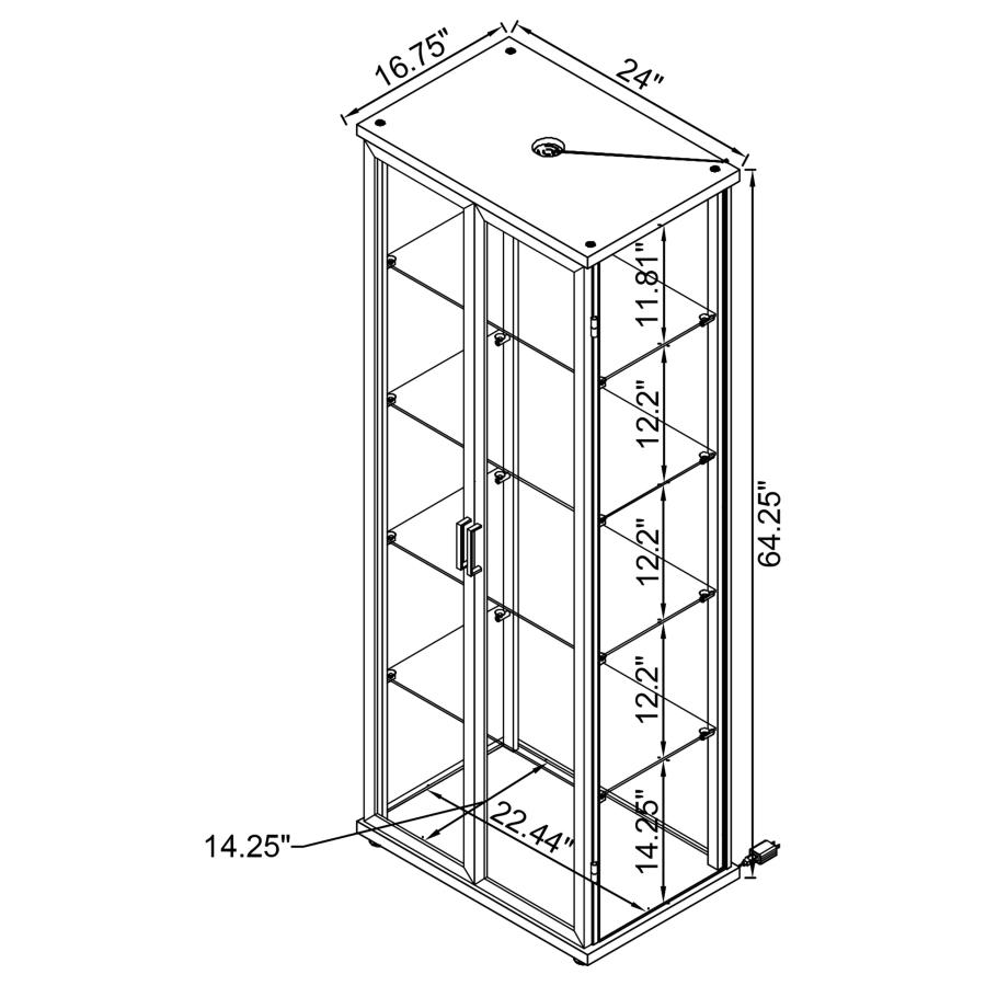 Modal Additional Images for Aero 5-shelf Display Curio Cabinet with LED Lighting White