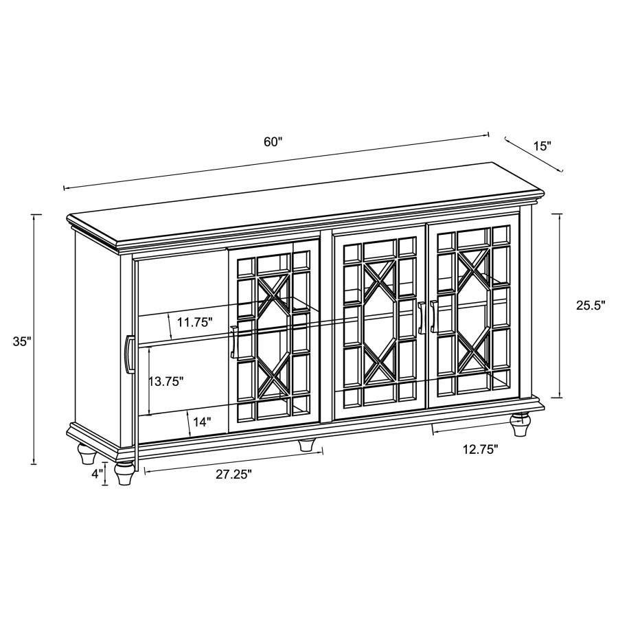 Modal Additional Images for Kovu 4-door Wood Lattice Storage Accent Cabinet Black