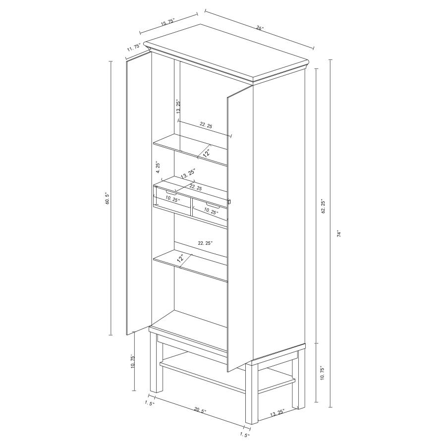 Modal Additional Images for Lovegood 2-door Wood Tall Storage Cabinet Black and Brown