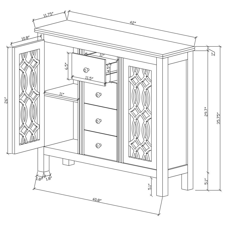 Modal Additional Images for Rue 4-drawer Wood Trellis Accent Storage Cabinet Blue