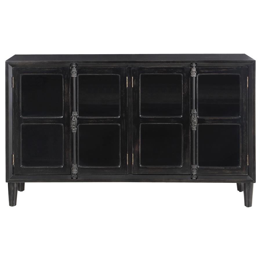Sylvia 4-door Accent Cabinet Black