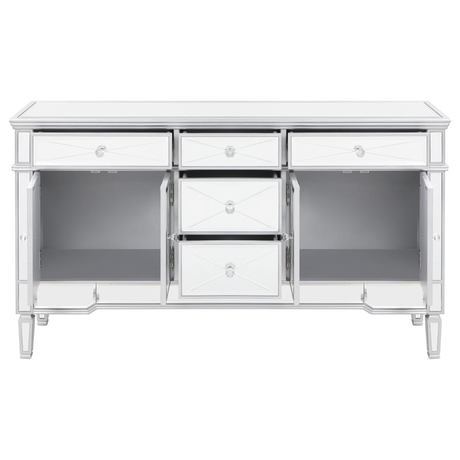 Duchess 5-drawer Mirrored Storage Accent Cabinet Silver