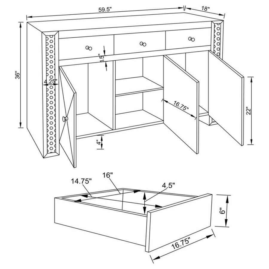 Modal Additional Images for Maya 3-drawer Mirrored Storage Accent Cabinet Silver