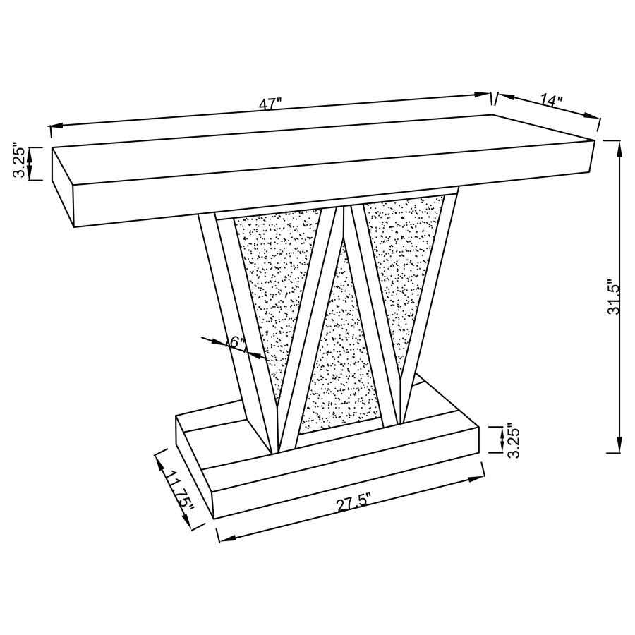 Modal Additional Images for Crocus Rectangular Mirrored Entryway Console Table Silver