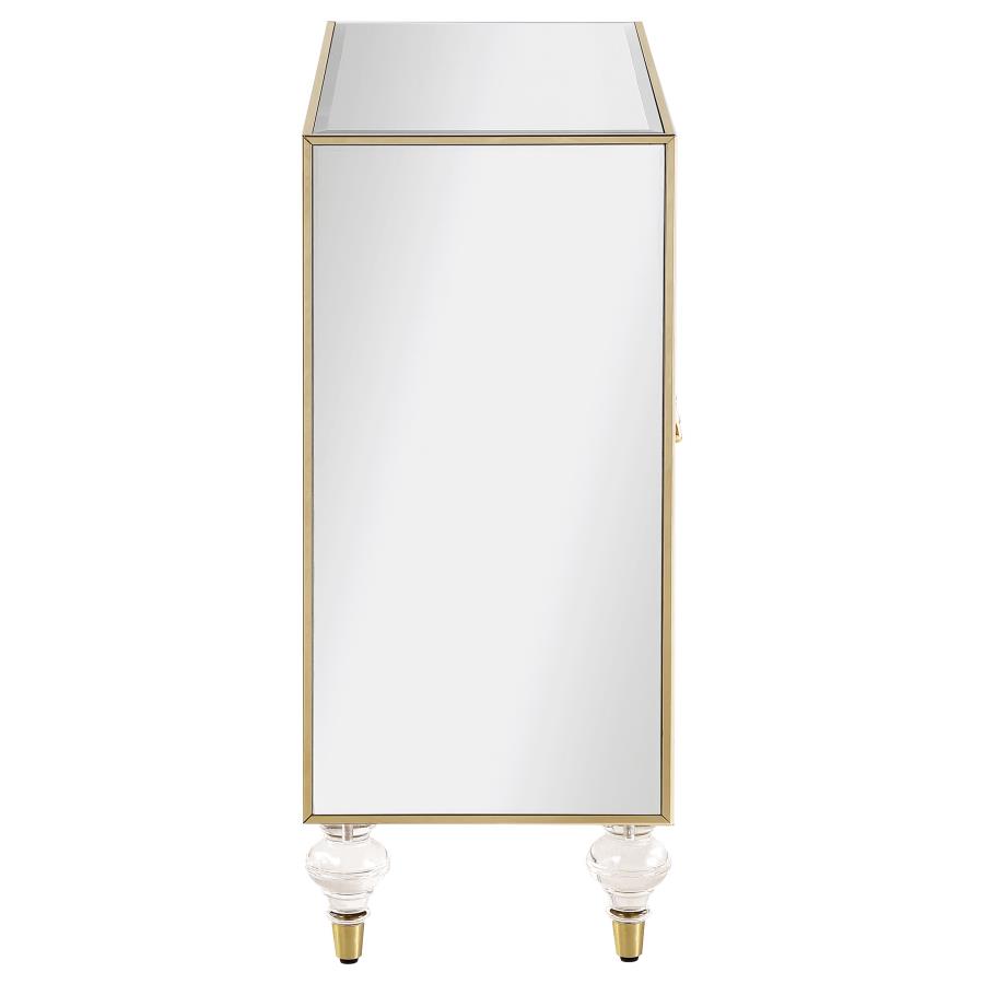 Astilbe 2-door Mirrored Accent Cabinet Silver and Champagne