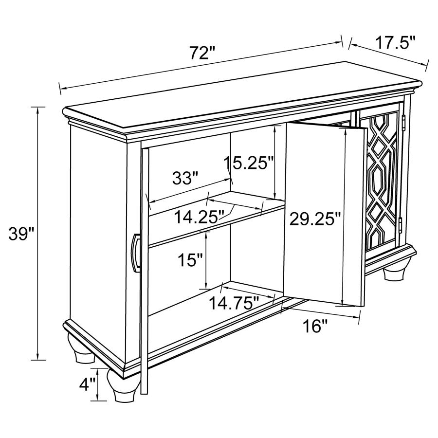 Modal Additional Images for Melanie 4-door Wood Trellis Accent Cabinet Distressed White
