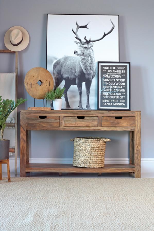 Modal Additional Images for Esther 3-drawer Wood Console Table Natural Sheesham