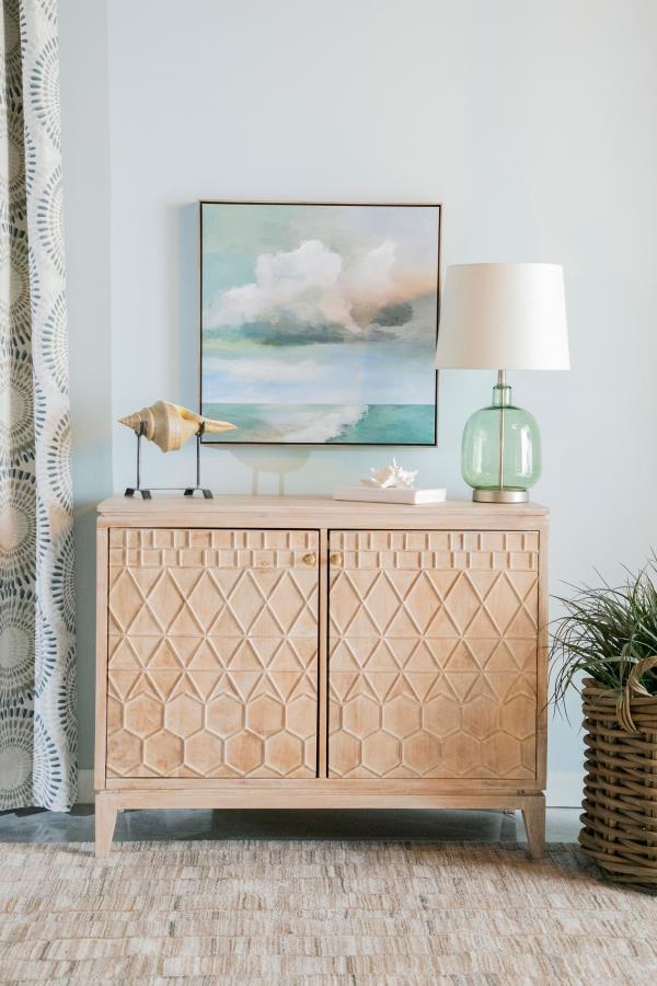 Modal Additional Images for Eberto 2-door Geometric Accent Cabinet White Distressed