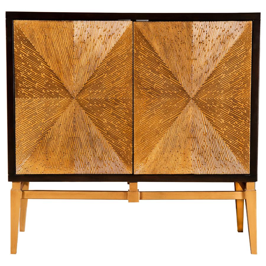 (image for) Zira 2-door Wood Parquet Storage Accent Cabinet Brown