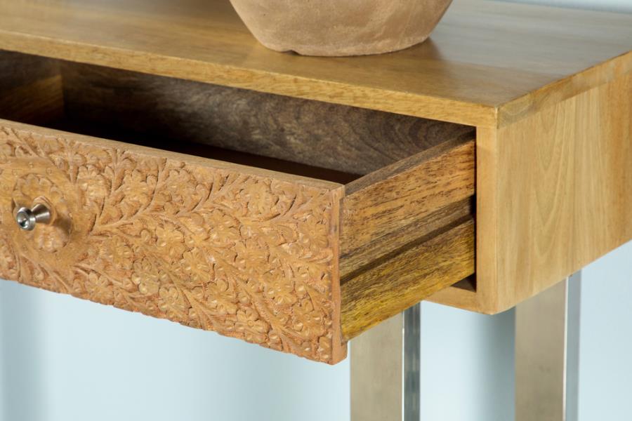 Modal Additional Images for Draco 2-drawer Console Table Hand Carved Details Natural