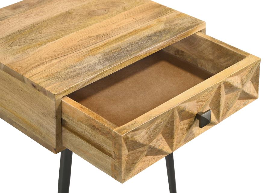 Ezra 1-drawer Rectangular Accent Side Table Natural Mango