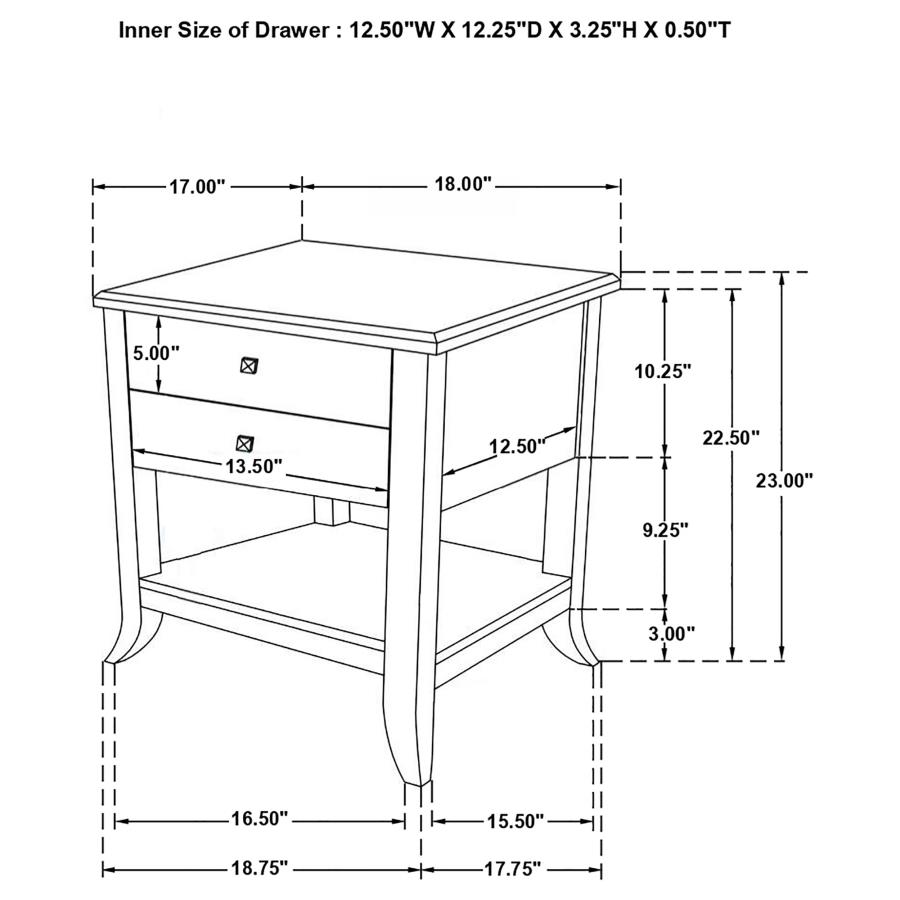 Russo 2-drawer Accent Side End Table Natural Mango