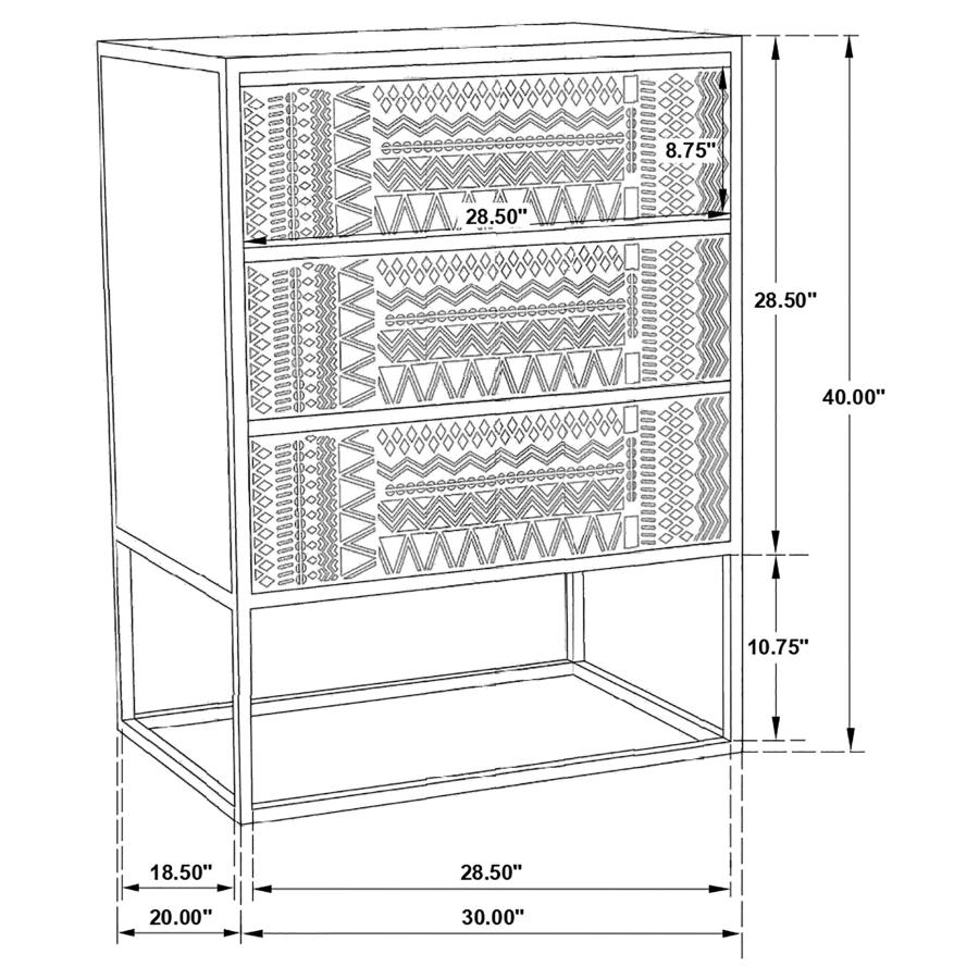 Modal Additional Images for Alcoa 3-drawer Multi-Purpose Tall Accent Cabinet Black