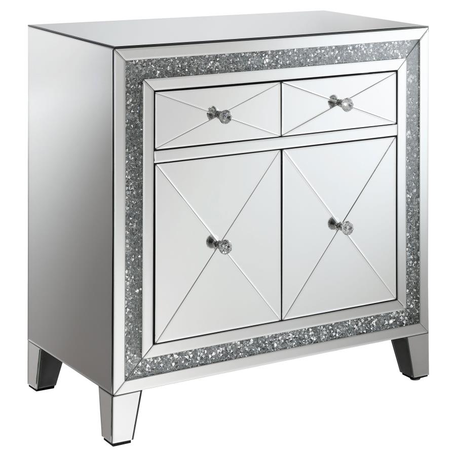 (image for) Arwen 2-drawer Mirrored LED Lighting Accent Cabinet Silver