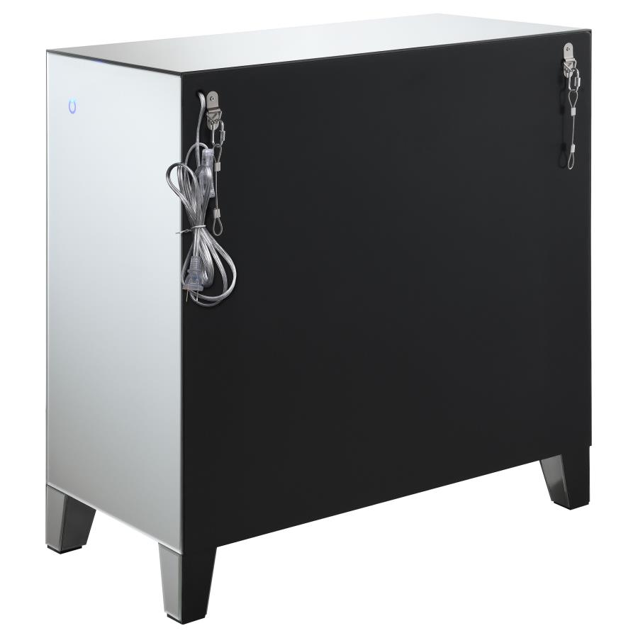 Arwen 2-drawer Mirrored LED Lighting Accent Cabinet Silver