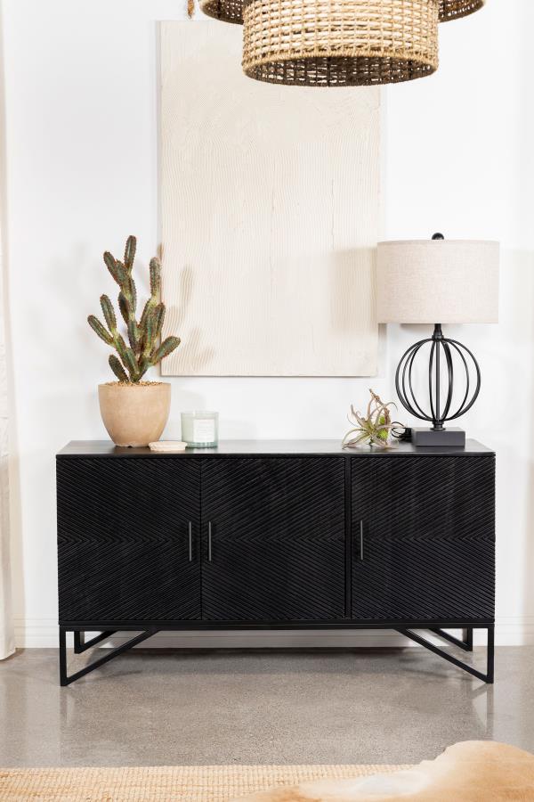 Modal Additional Images for Riddell 3-door Wood Reeding Accent Cabinet Matte Black