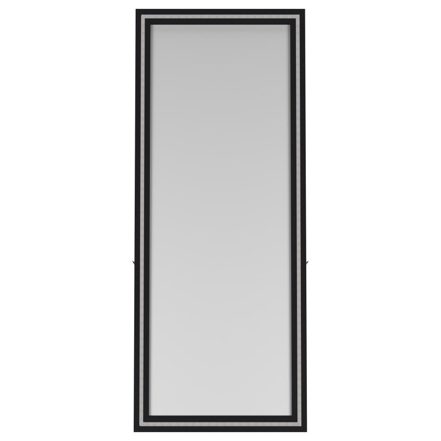 Windrose 28 x 67 Inch Tempered LED Standing Mirror Black