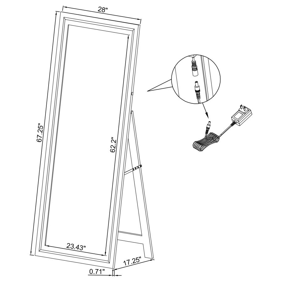 Modal Additional Images for Windrose 28 x 67 Inch Tempered LED Standing Mirror Black