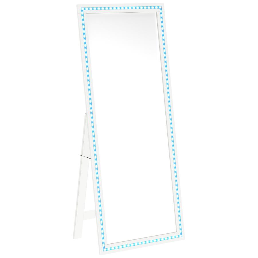Windrose 28 x 67 Inch Tempered LED Standing Mirror White