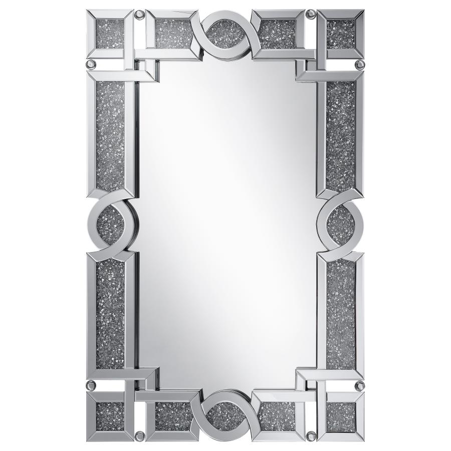 Jackie 32 x 47 Inch Acrylic Crystal Frame Wall Mirror Silver (image for) Jackie 32 x 47 Inch Acrylic Crystal Frame Wall Mirror Silver