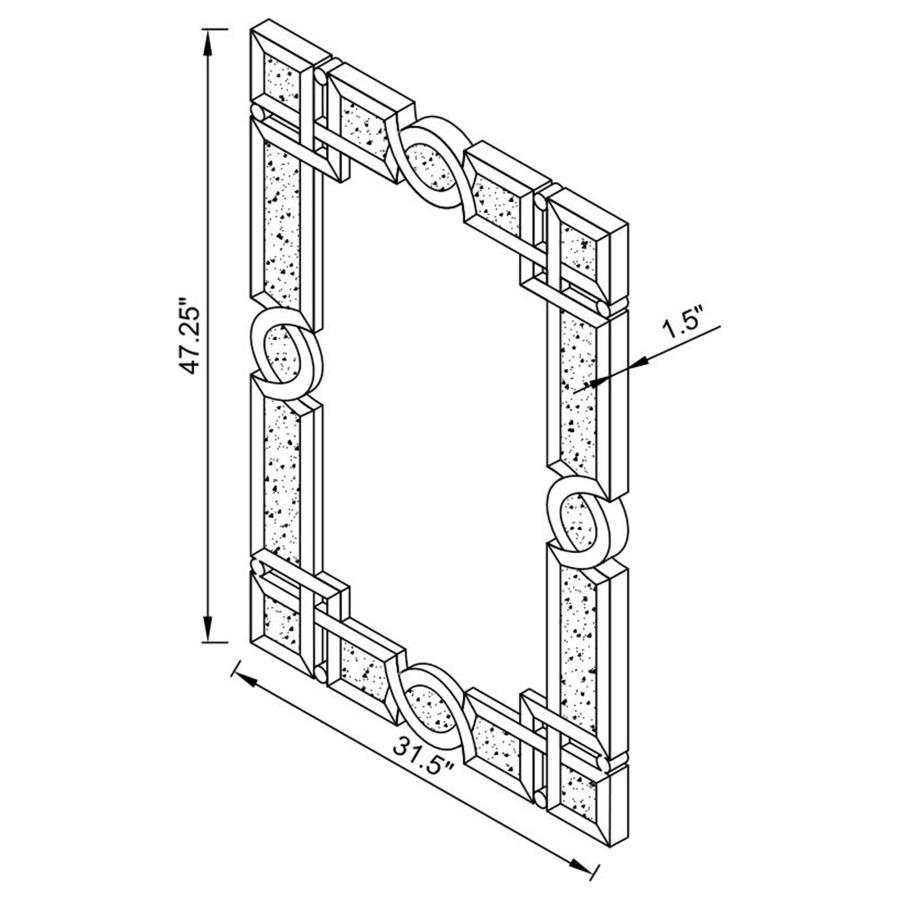 Modal Additional Images for Jackie 32 x 47 Inch Acrylic Crystal Frame Wall Mirror Silver