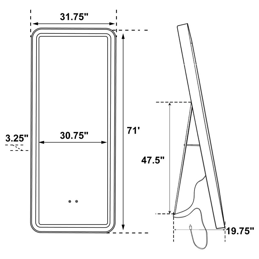 Modal Additional Images for Glendora 32 x 71 Inch LED Standing Mirror BT Speakers Black