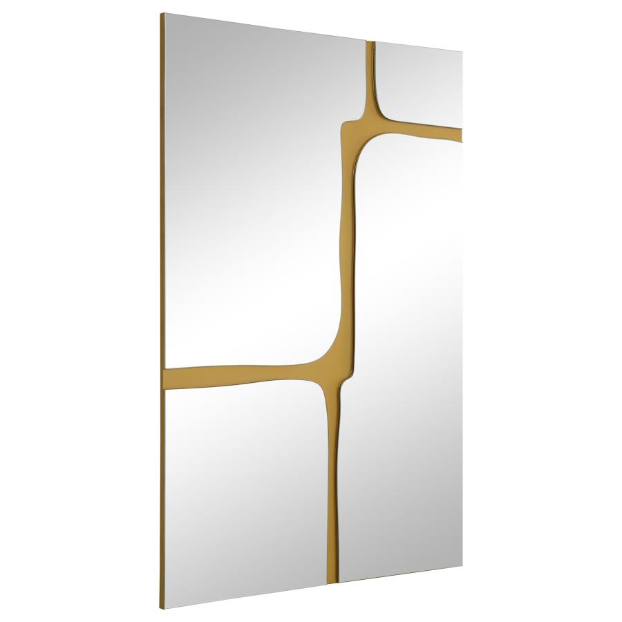 Kimberly 32 x 47 Inch Kintsugi Style Wall Mirror Gold (image for) Kimberly 32 x 47 Inch Kintsugi Style Wall Mirror Gold