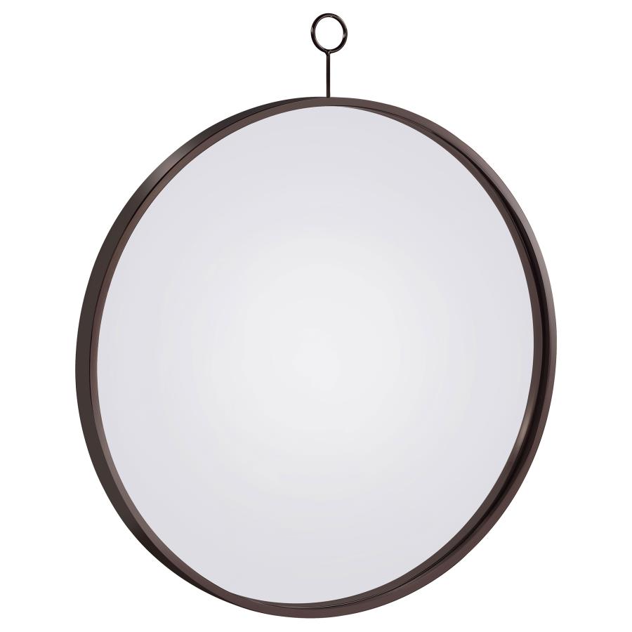 Gwyneth 30 x 35 Inch Round Wall Mirror Black Nickel (image for) Gwyneth 30 x 35 Inch Round Wall Mirror Black Nickel