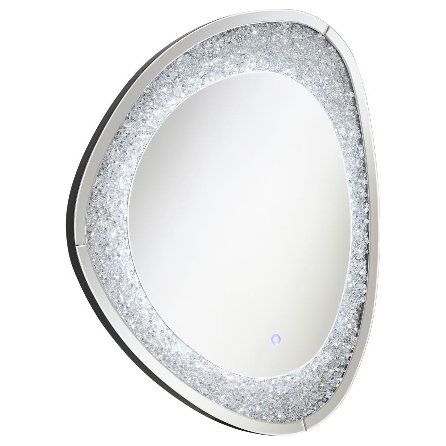Mirage 32 x 39 Inch Acrylic Crystal LED Wall Mirror Silver (image for) Mirage 32 x 39 Inch Acrylic Crystal LED Wall Mirror Silver